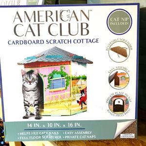 NEW American Cat Club Round Cottage Cardboard Cat House & Scratcher w/Catnip